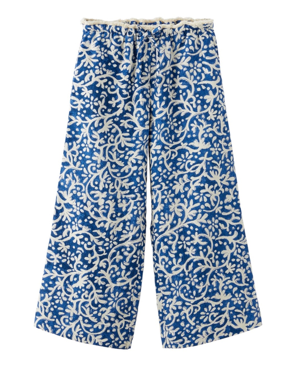 Zara Blue and White Patterned Wide-Leg Kids Pants